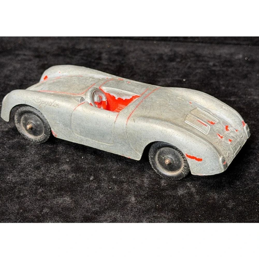 Vintage Tootsietoy Porsche 550 Spyder: Diecast Car, Silver Red, Chicago USA Made